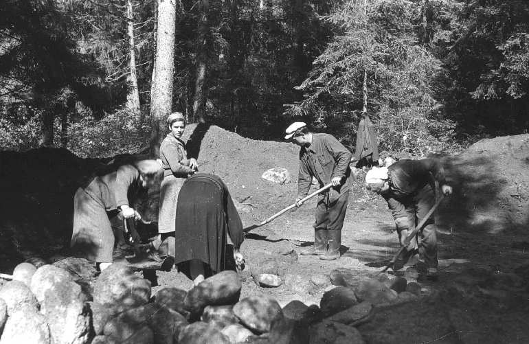 Prace archeologiczne prowadzone na cmentarzysku jawieskim w 1955 r.