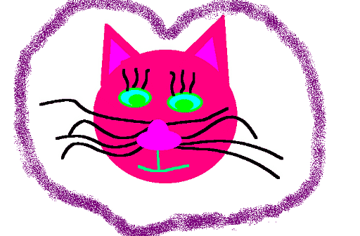 Rysunek  pt. "Kotek w sercu" autor: Emanuela Cie�ak - lat 11