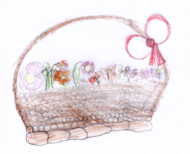 Rysunek  pt. "Koszyczek kwiat�w" autor: Kasia - lat 8,5